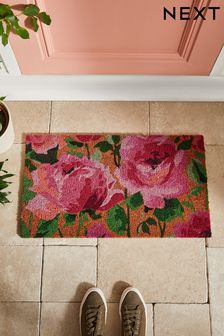 Pink Rose Print Doormat