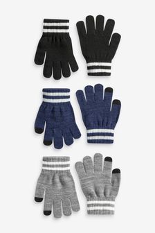 Black/Navy/Grey Knitted Gloves 3 Pack (3-16yrs) (767274) | 8 € - 11 €