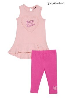 Juicy Couture Kleid mit Rüschen und Herzprint und Leggings im Set (767735) | 38 €