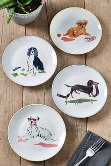 Set Of 4 Charlie & Friends Dogs Side Plates (767758) | 560 Kč