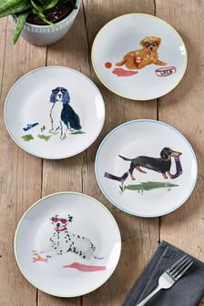 Set of 4 Multicolour Charlie & Friends Dogs Side Plates