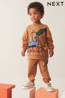 Tan Brown Digger Character Sweatshirt and Jogger Set (3mths-7yrs) (767904) | €24 - €30