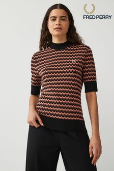 Fred Perry Womens Coral Pink Jacquard Knitted Jumper (768118) | €168