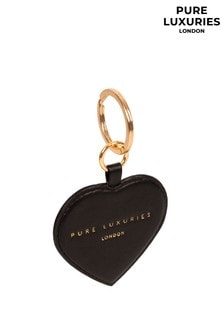 黑色 - Pure Luxuries London 奧爾巴尼皮革心形鑰匙圈 (768156) | NT$930