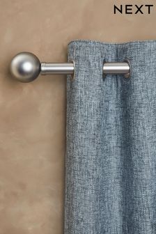Brushed Silver Ball Finial Extendable Curtain 35mm Pole Kit (768366) | 26 BD - 34 BD