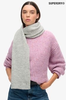 Superdry Chalk Grey Marl Soft Rib Knit Scarf (768946) | $60