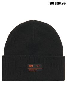 Superdry Black 100% Cotton Surplus Knitted Beanie Hat (769149) | ₪ 101