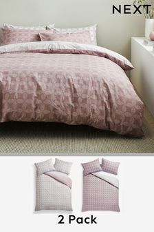 2 Pack Pink Tile Reversible Duvet Cover and Pillowcase Set (769307) | AED141 - AED300