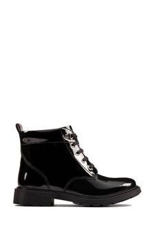 Clarks Black Multi Fit Patent Astrol Lace Boots (769380) | €30 - €31