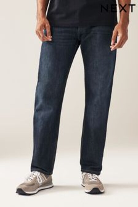 Dark Ink Blue Cotton Straight Fit Jeans (769847) | $61