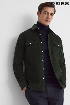 Smaragdgrün - Reiss Bonucci Cord-Oberhemd mit zwei Taschen (769884) | 181 €