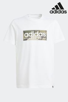 adidas White Kids Sportswear Camo Linear Graphic T-Shirt (769922) | 20 €