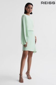 灰綠色 - Reiss Christy 披肩袖不對稱短款連身裙 (770069) | NT$13,680