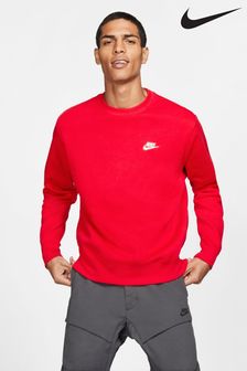 Czerwony - Bluza Nike Club z okrągłym dekoltem (770130) | 345 zł