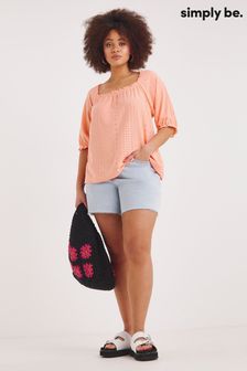 Simply Be Pink Stretch Broderie Square Neck Top (770244) | €14