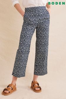 Boden Blue Straight Crop Printed Trousers (770360) | €54
