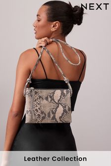 Snake Print Leather Cross-Body Bag (770457) | HK$238