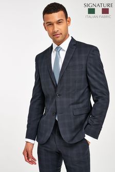 Navy Blue Signature Tollegno Fabric Slim Fit Suit: Jacket (770926) | $333