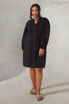 Live Unlimited Curve - Черное платье-рубашка с вышивкой ришелье (771724) | €55