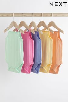Multi Bright Baby 5 Pack Strappy Vest Bodysuits (771847) | HK$105 - HK$122