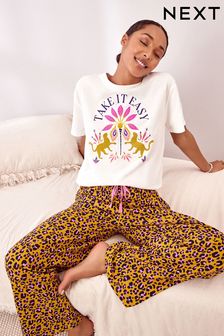 jaune imprimé léopard - Pyjama en coton (771885) | 32€
