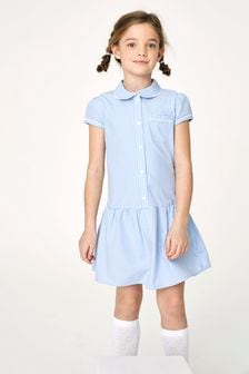 Blue Cotton Rich Drop Waist Gingham School Dress (3-14yrs) (771905) | AED36 - AED51