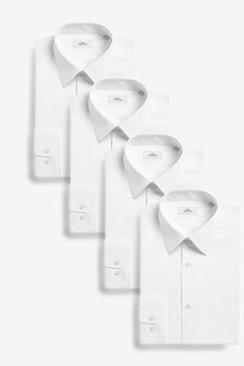 Biały, 4 szt. w zestawie - Wąsko dopasowana, z pojedynczym mankietem - Koszule (772002) | 257 zł