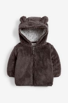 Charcoal Grey Cosy Fleece Bear Baby Jacket (0mths-2yrs) (772956) | TRY 181 - TRY 194