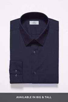 Navy Blue - Slim Fit Single Cuff - Easy Care Shirt (773797) | kr185