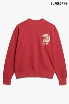 Red Dahlia - Superdry Suika Embroidered Loose Sweat Top (774144) | ‏277 ‏₪