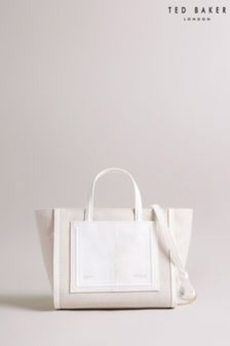 حقيبة قماش كانفاس بيضاء متوسطة الحجم Aksanna من Ted Baker (775070) | 535 ر.ق