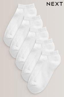 White 5 Pack Cotton Rich Cushioned Sole Trainer Socks (775432) | $11 - $13