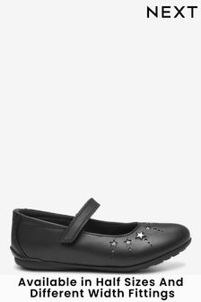 Schwarzes Leder - Mary-Jane-Schuhe mit Sterndesign (775551) | 20 € - 24 €