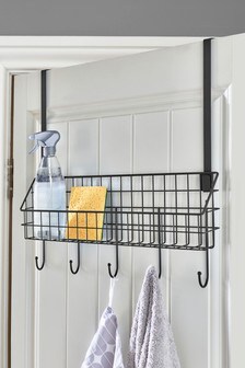 מדף חוטי מתכת Bronx עם ווי תלייה