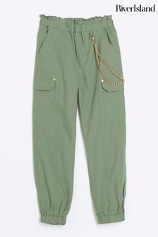 River Island Green Girls Trim Detail Cargo Trousers (776545) | KRW53,400 - KRW68,300