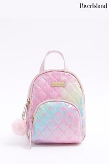 River Island Pink Girls Ombre Quilted Backpack (776595) | OMR11