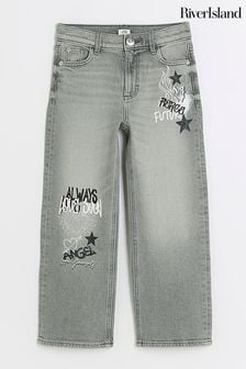 River Island Grey Girls Graffiti Mom Jeans (776999) | ₪ 141