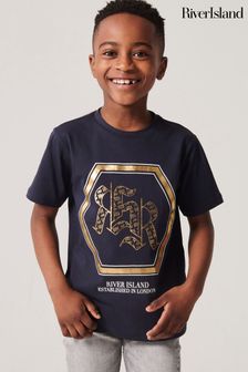 River Island Blue Boys Monogram RR T-Shirt (777132) | kr182