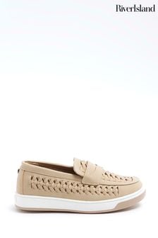 River Island Brown Boys Weave Loafers (777431) | KRW53,400