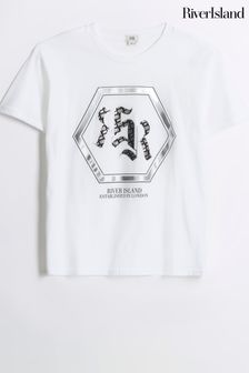 Blanc - T-shirt River Island Monogram Rr garçon (777957) | €16
