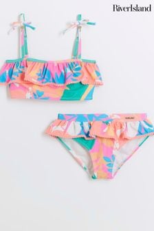 River Island Mädchen Bikini mit tropischem Print und Bindeband (778034) | 29 € - 34 €