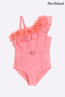 River Island Pink Chrome Girls Floral Swimsuit (778167) | 89 QAR