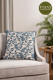Evans Lichfield Blue Chatsworth Topiary Country Floral Piped Cushion (778749) | SGD 39