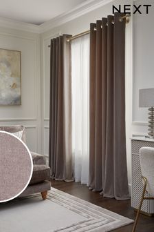 Mink Natural Sumptuous Velvet Eyelet Lined Curtains (779822) | €118 - €275