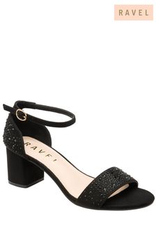 Ravel Black Ankle Strap Block Heel Diamante Sandal (779980) | 107 €