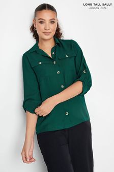 Long Tall Sally Green Long Sleeve Utility Shirt (780227) | AED161