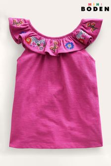 Boden Pink Frill Embroidered Top (781133) | €17 - €20