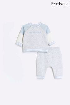 River Island Grey Baby Boys Colour Blocked Sweat Set (781347) | AED136