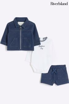 River Island Blue Baby Boys Jacket Top and Shorts Set (781374) | €46