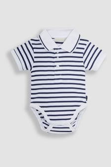 JoJo Maman Bébé White Navy Stripe Plain Short Sleeve Polo Shirt Body (781404) | 728 UAH